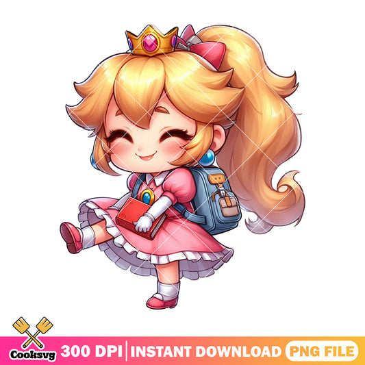 Peach with blue bag png, back to school outfit png, peach dress png