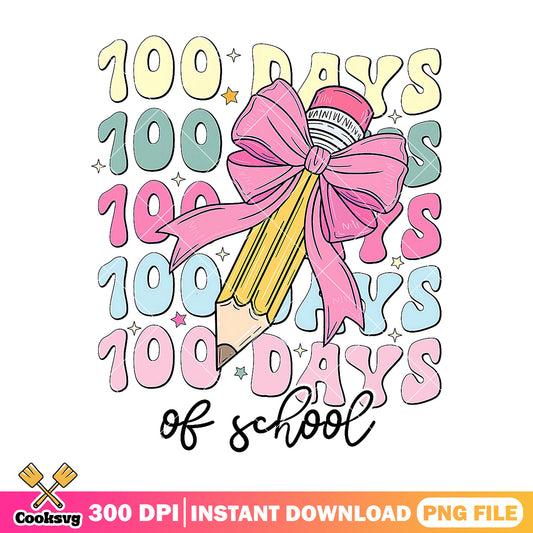 Pencil 100 days png, pink bow png, welcome back to school png