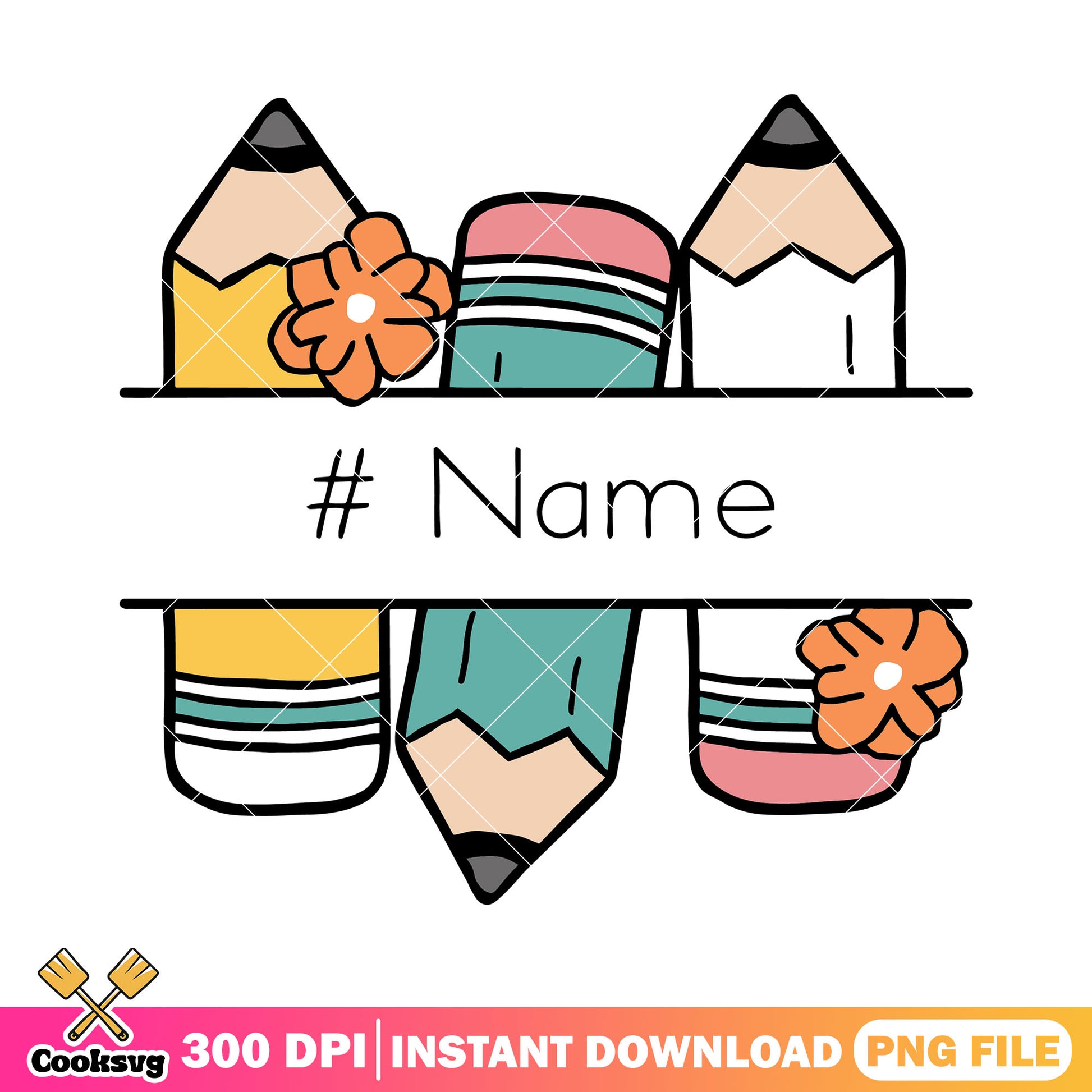 Pencil name design png, pencils art png, back to school logo png