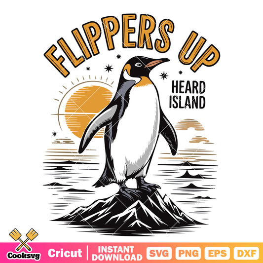 Penguin flippers up heard island svg, club penguin island​ svg