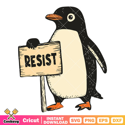 Pengunin cute resist trump tariffs svg, resist t shirts​ svg, trump resistance​ svg