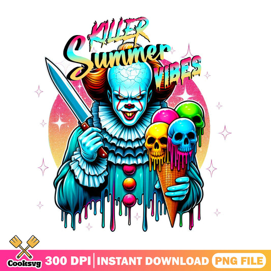Pennywise Killer Summer Vibes PNG, Horror Clown PNG, IT PNG