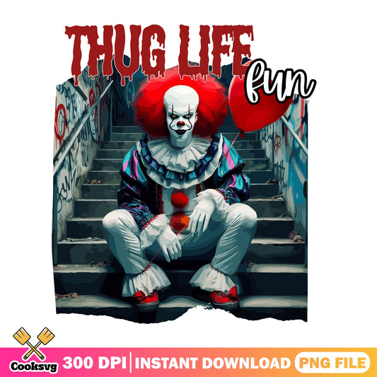 Pennywise Thug Life Fun PNG, IT Clown Halloween PNG, Horror PNG