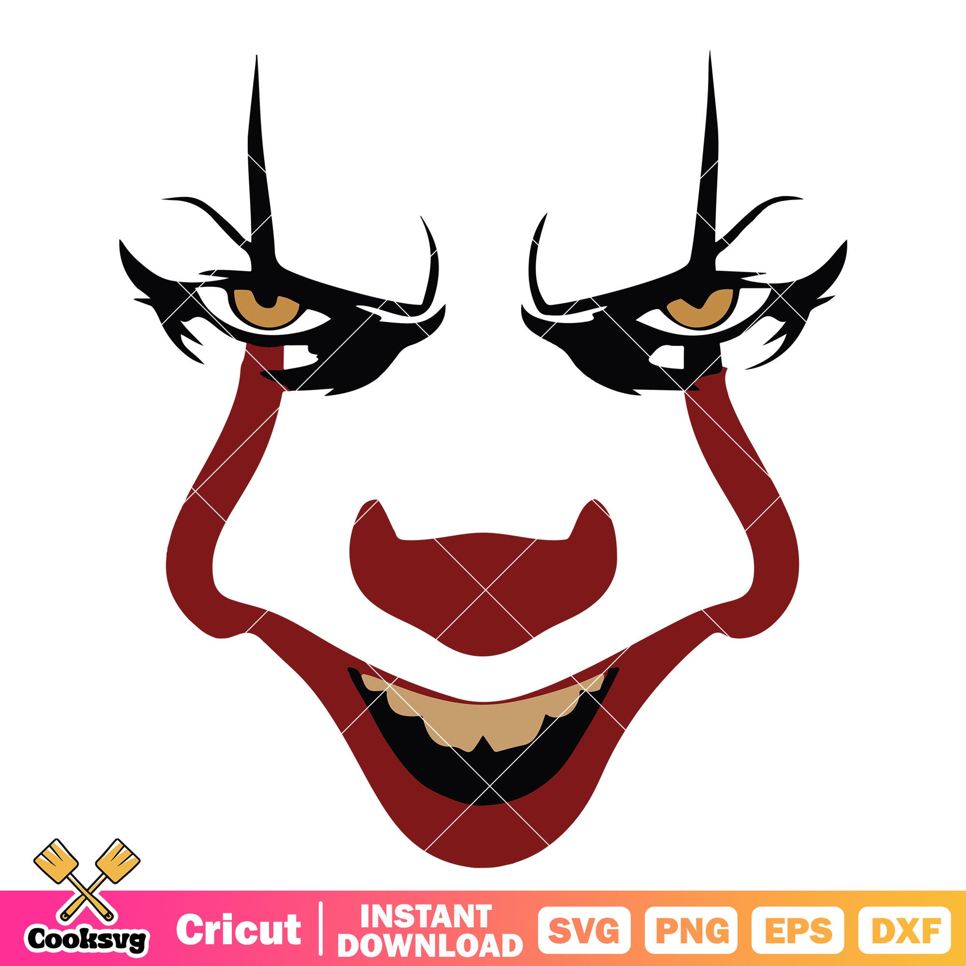Penny wise face svg, pennywise horror svg, pennywise smile​ svg