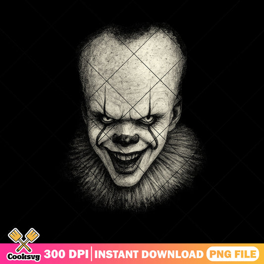 Pennywise horror design png, horror pennywise png, pennywise halloween png