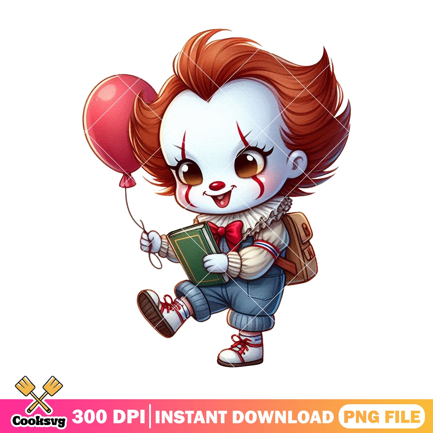 Pennywise red balloon png, back to school funny png, pennywise smile png