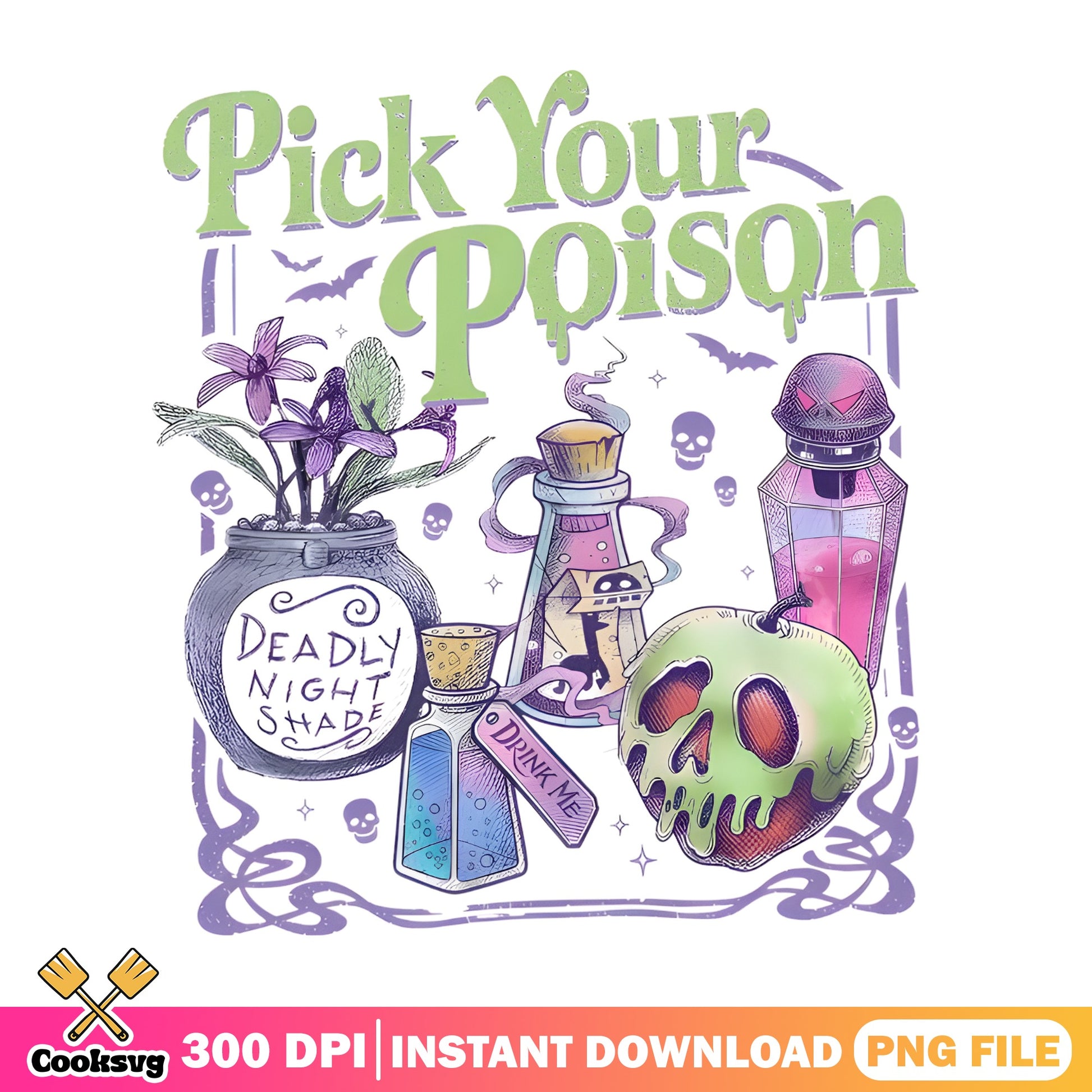 Pick Your Poison Halloween PNG, Witch Potion PNG, Spooky PNG