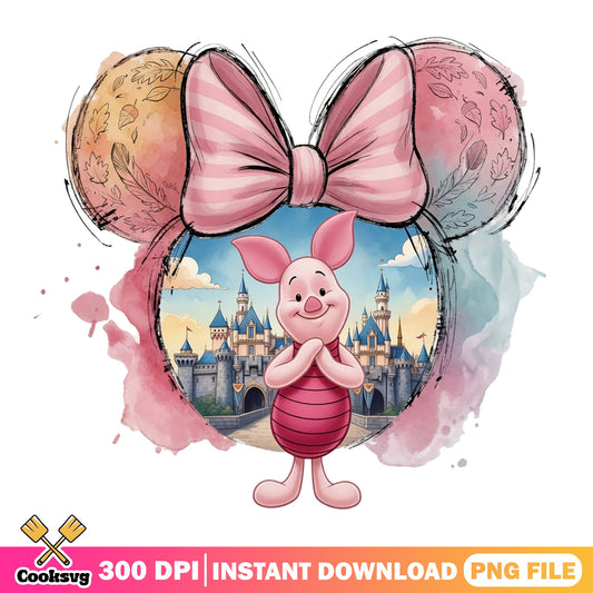 Piglet Disney Castle Minnie Ears PNG, Winnie The Pooh PNG, Disney PNG