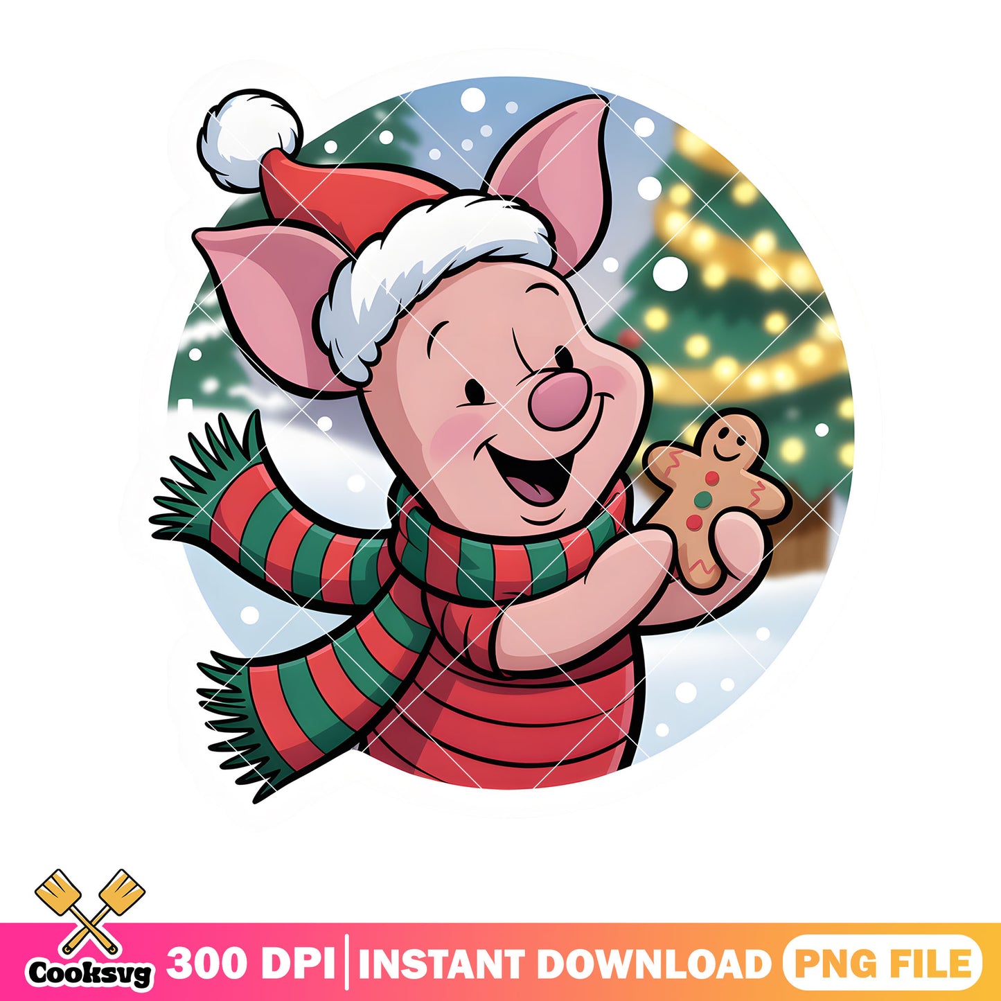 Piglet christmas custom png, winnie the pooh piglet png, pooh friends png