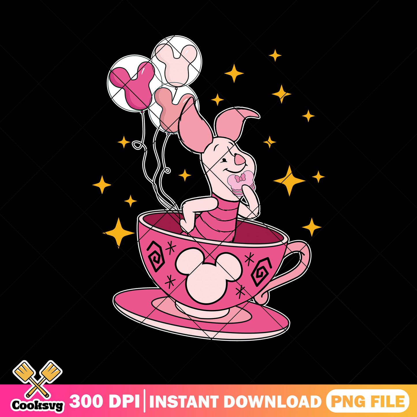 Piglet cup of tea png, piglet pooh​​ png, disney drinks png