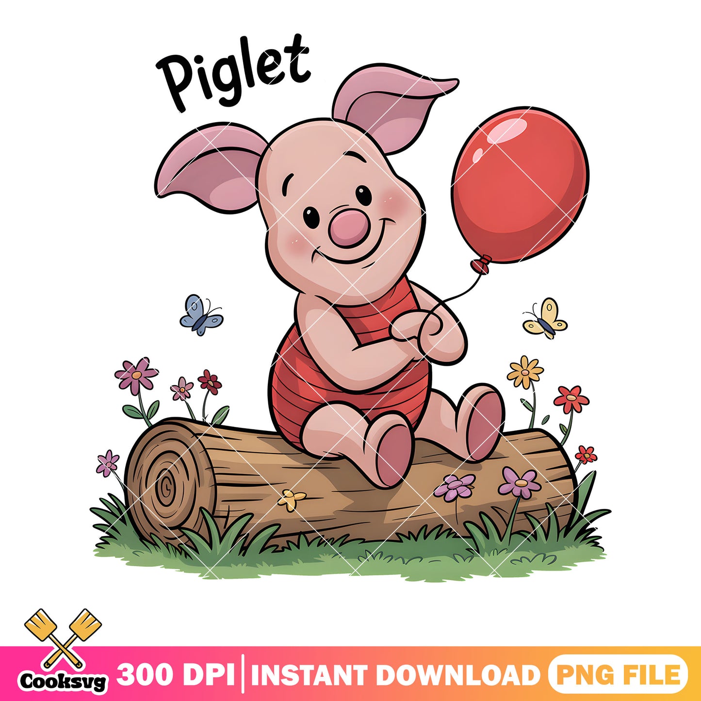 Piglet friends of pooh poster png, disney piglet png, disney poster png