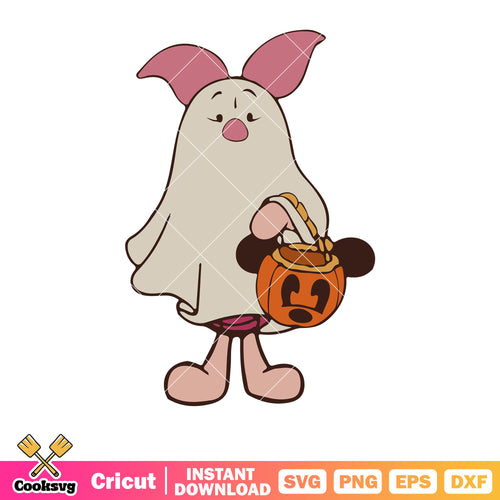 Piglet ghost halloween svg, halloween ghost svg, disney piglet svg