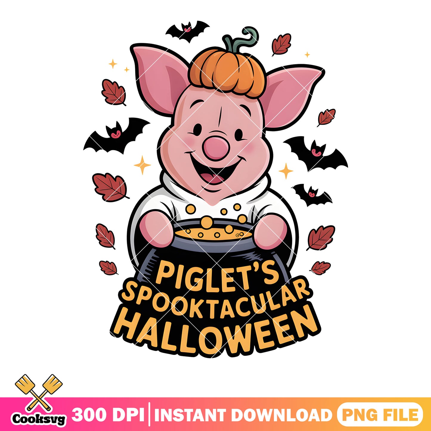 Piglet spooktacular halloween png, trick or treat png, pooh friends png