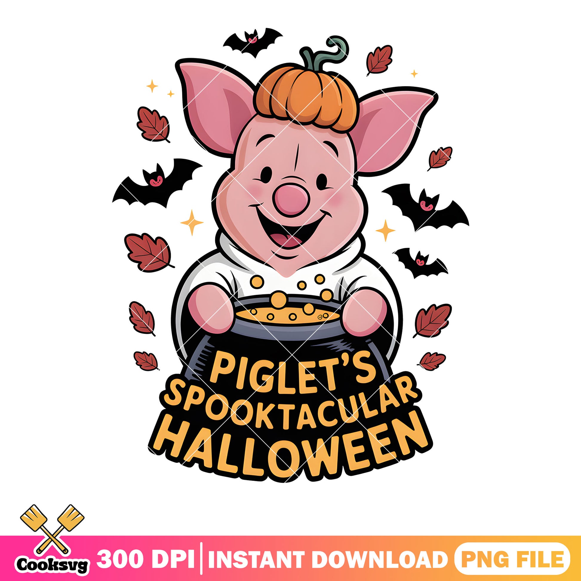 Piglet spooktacular halloween png, trick or treat png, pooh friends png