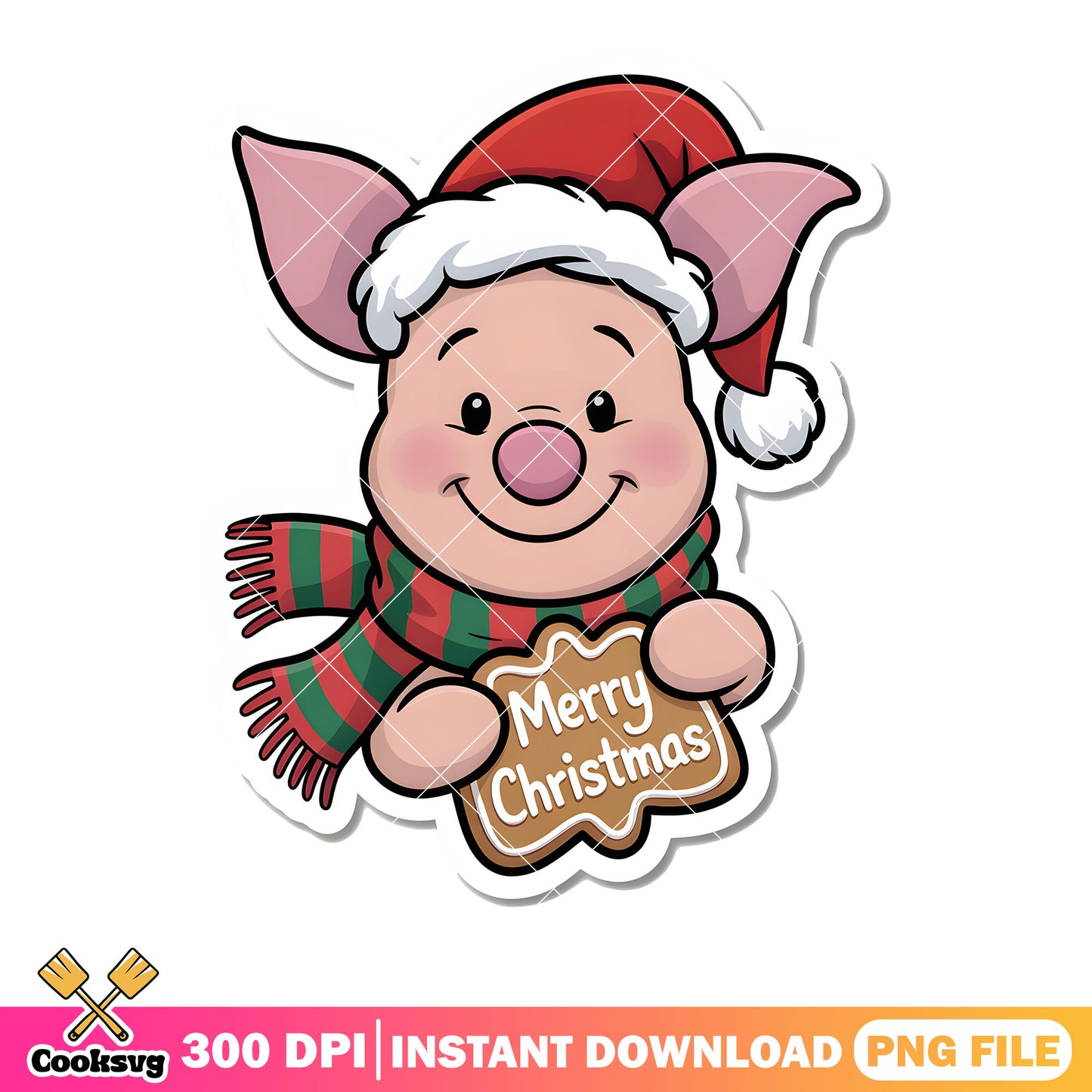 Piglet sticker xmas png, winnie the pooh piglet png, disney piglet png