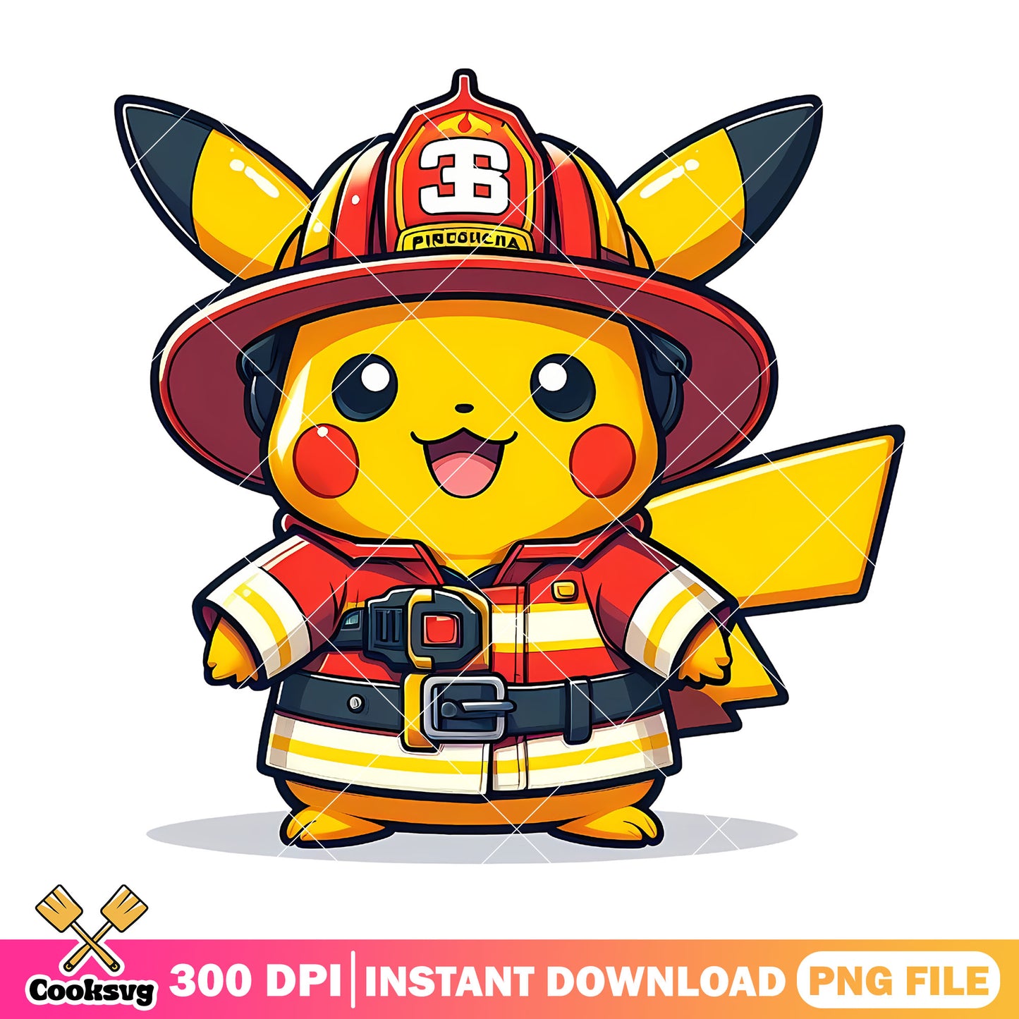 Pikachu firefighter hat png, pikachu custome png, halloween png