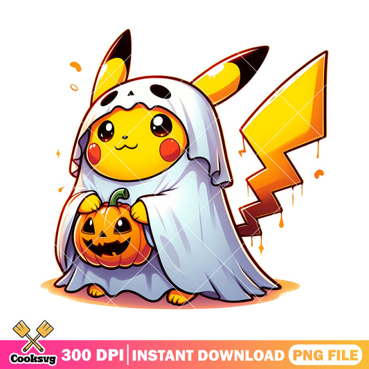 Pikachu ghost pumpkin png, pikachu custome png, halloween decor png
