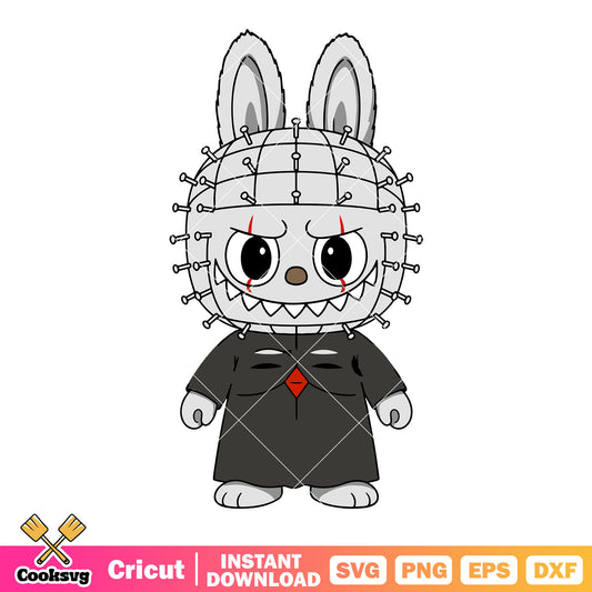 Pinhead labubu costume svg, horror pinhead svg, halloween labubu svg