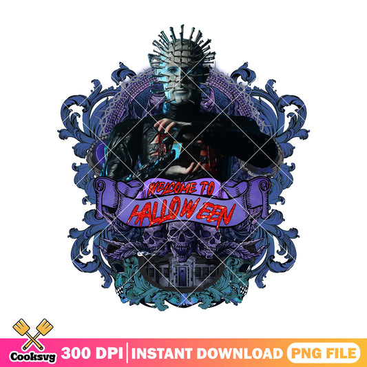 Pinhead welcome to halloween png, scary films png, halloween png