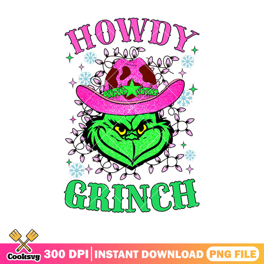 Pink Christmas howdy grinch png