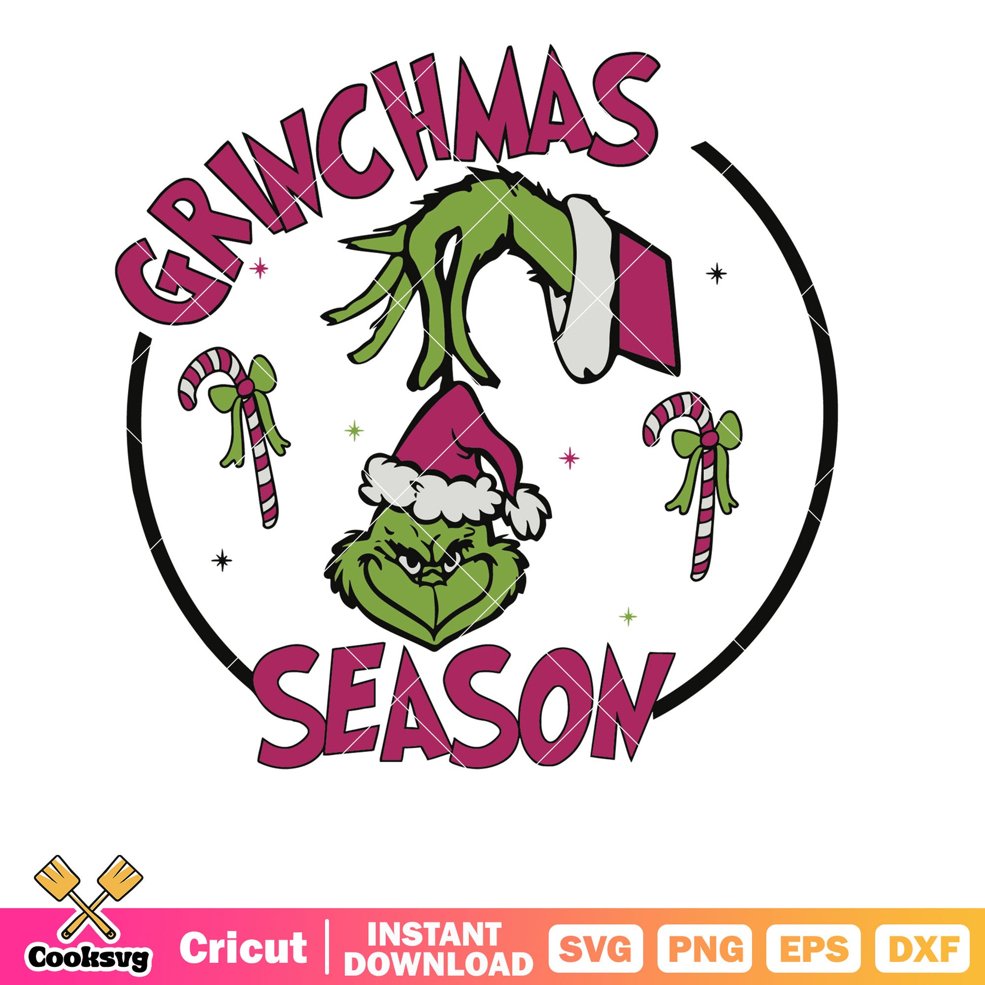 Pink Grinchmas christmas season svg, christmas season svg, grinch hand svg