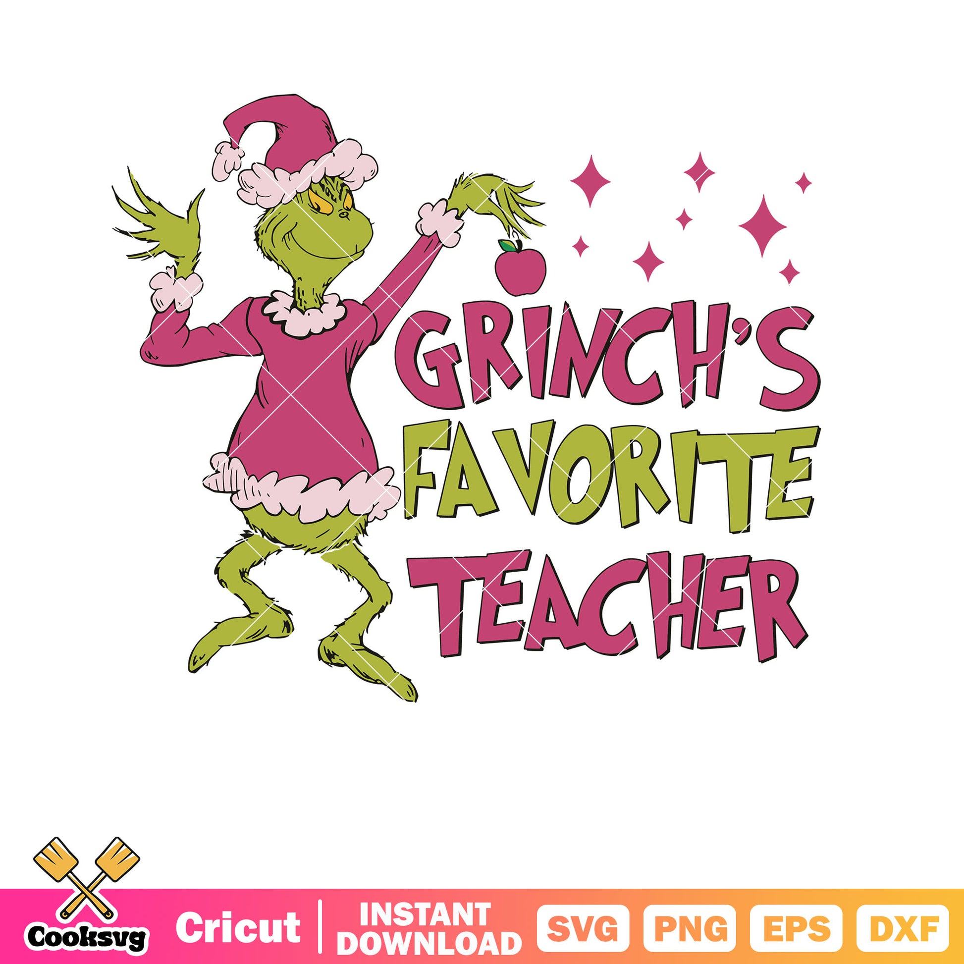 Pink Grinchs Favorite Teacher christmas svg, pink grinch svg, grinch christmas svg