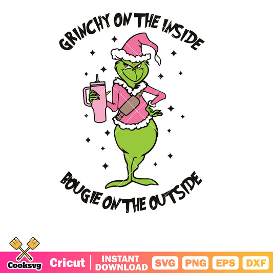 Pink Grinchy On The Inside Christmas Grinch svg, pink grinch svg, christmas grinch svg