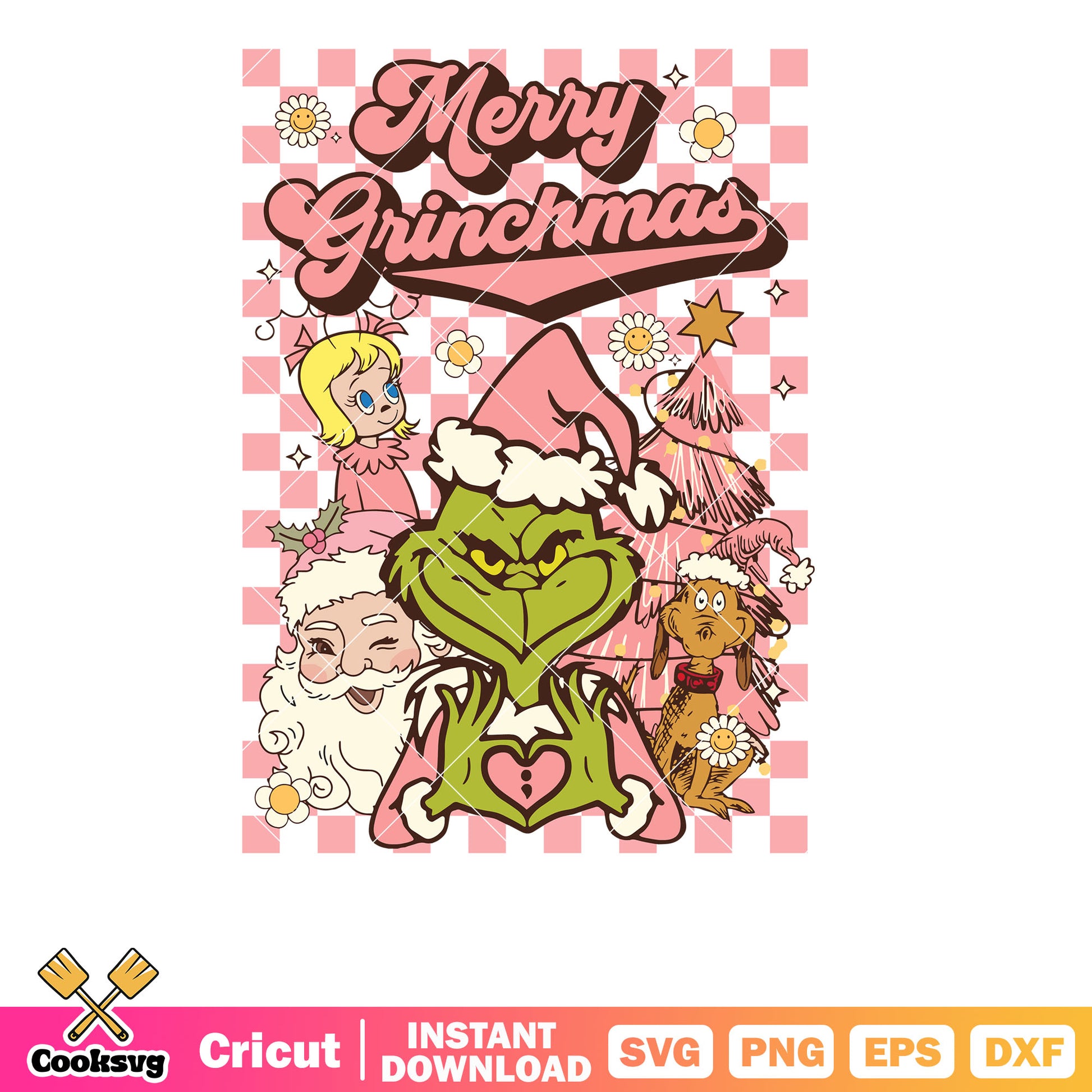 Pink Merry Grinchmas Characters svg, merry grinchmas svg, pink grinch svg