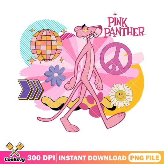 Pink Panther walking with peace sign png, pink panther cartoon png