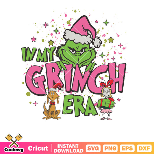 Pink Santa Hat In My Grinch Era svg, christmas santa svg, in my grinch era svg