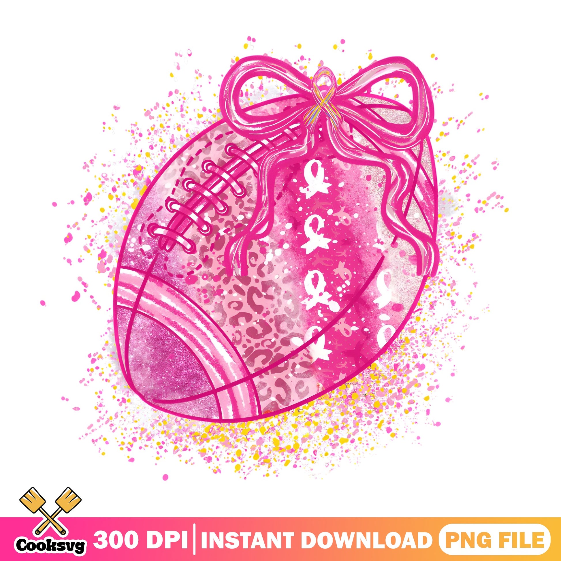 Pink Football Breast Cancer Awareness PNG, Coquette Bow PNG, Football PNG