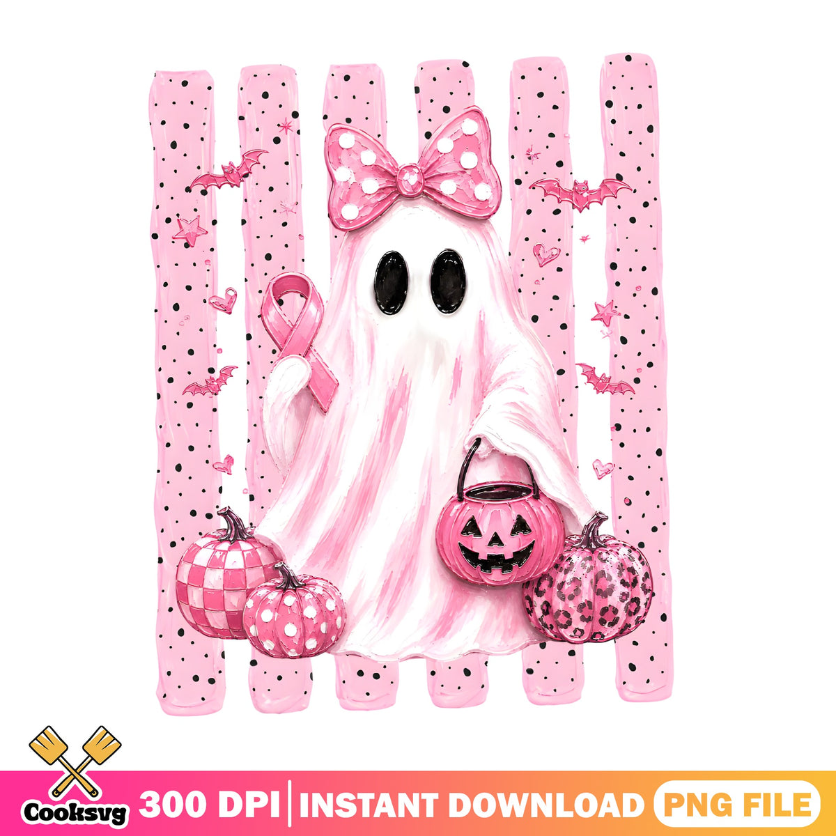 Pink Ghost Halloween PNG, Breast Cancer Awareness, Spooky PNG