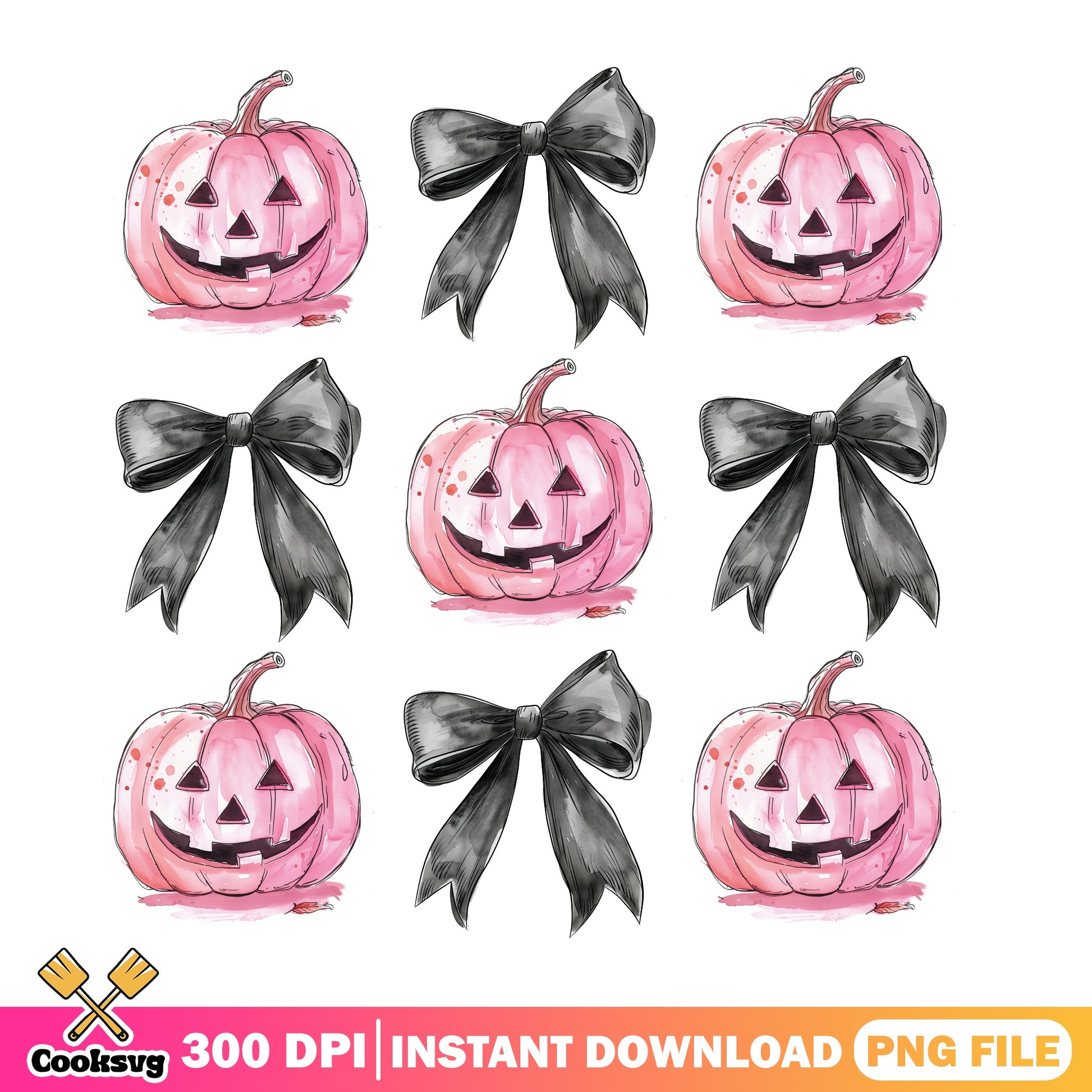 Pink Pumpkin Halloween PNG Bundle, Coquette Bow PNG, Halloween PNG