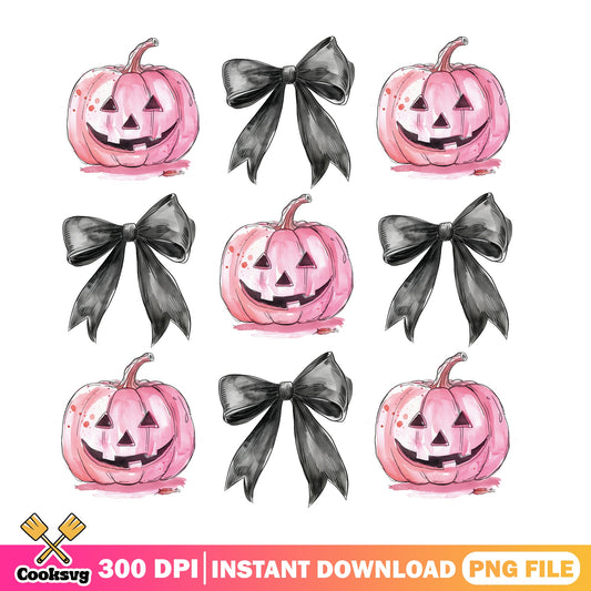 Pink Pumpkin Halloween PNG Bundle, Coquette Bow PNG, Halloween PNG