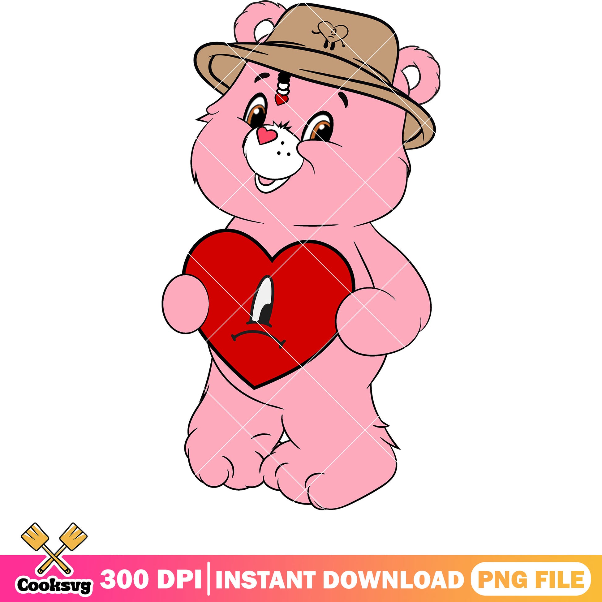 Pink bear bad bunny valentine png, pink valentine png, bad bunny valentine png