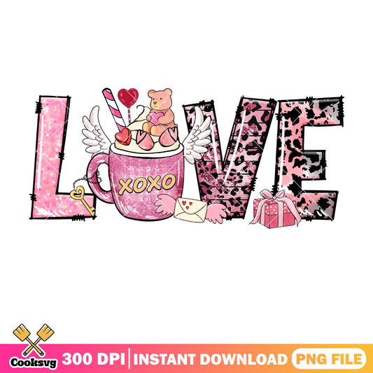 Pink bear love xoxo valentine png, xoxo valentine png, bear valentine png