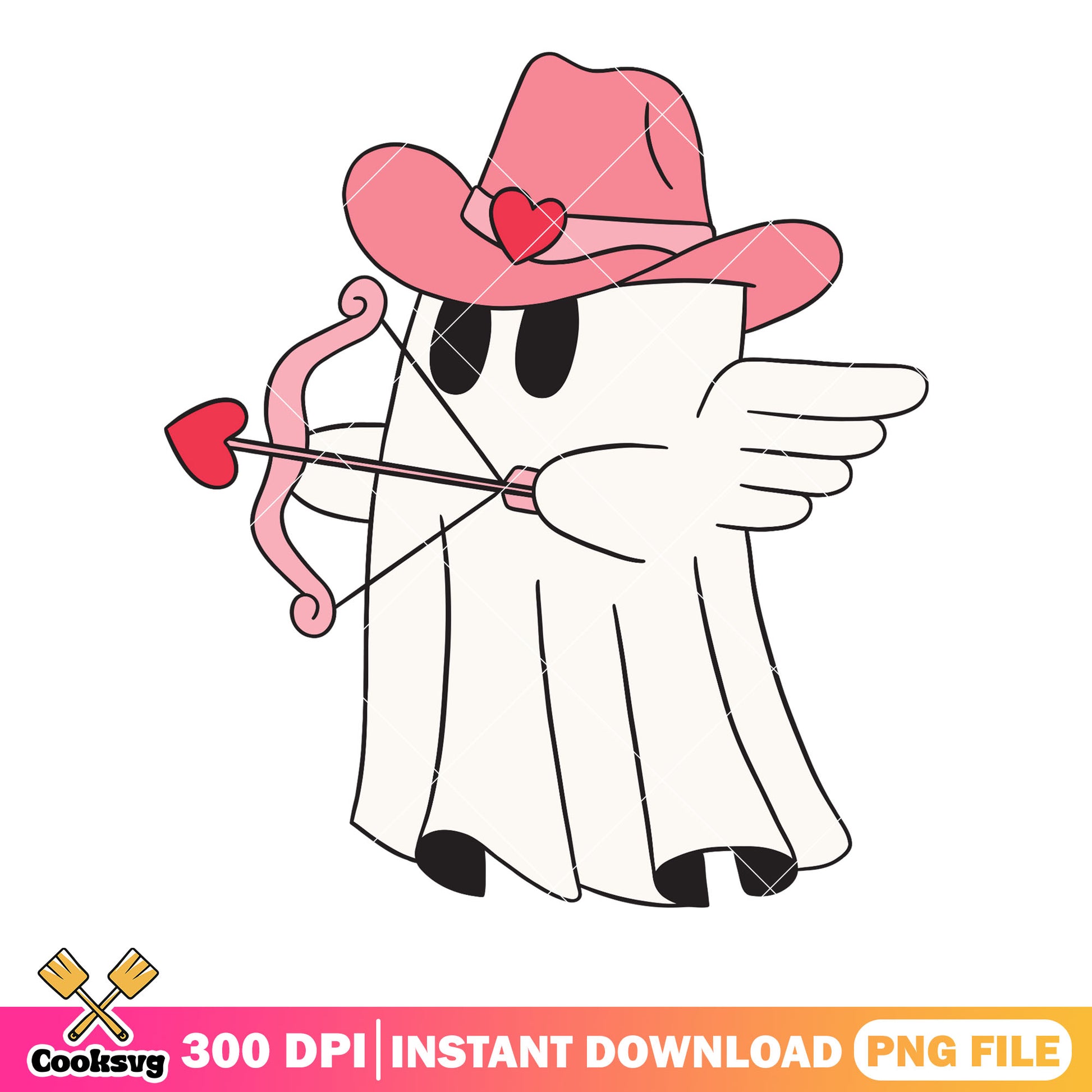 Pink bow cupid cow boy hat png, ghost costume png, halloween scary png