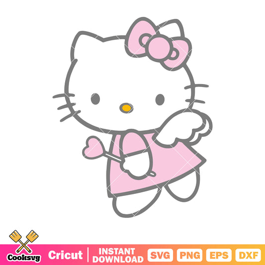 Pink bow tie hello kitty angel love svg, pink hello kitty svg