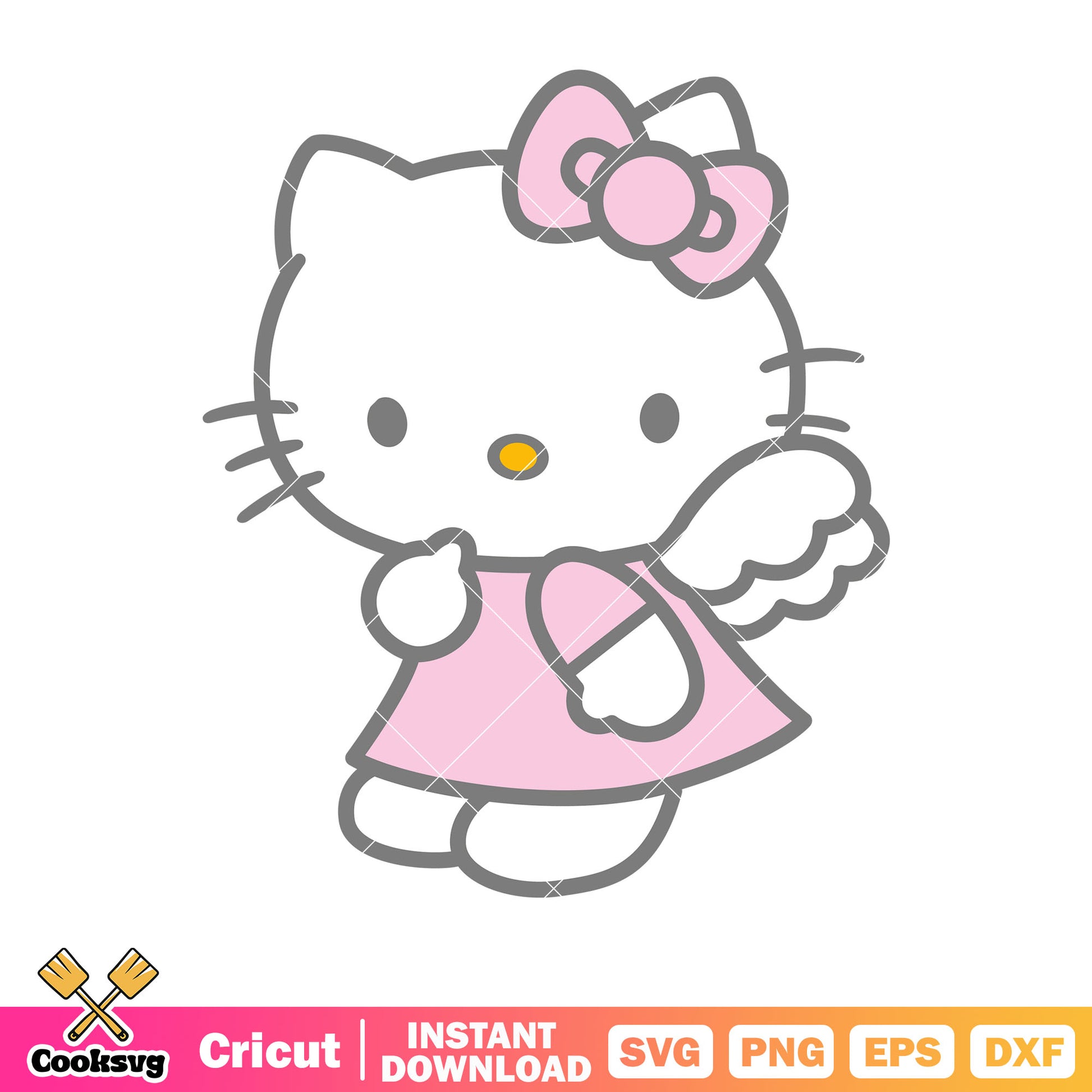 Pink bow tie hello kitty angel sanrio svg, pink hello kitty svg