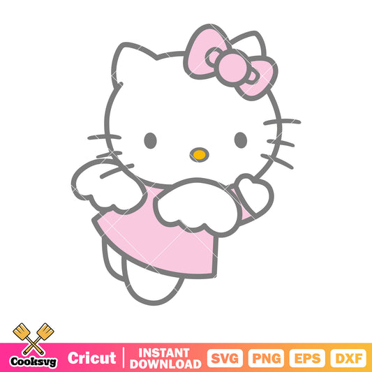 Pink bow tie hello kitty angel svg, pink hello kitty svg