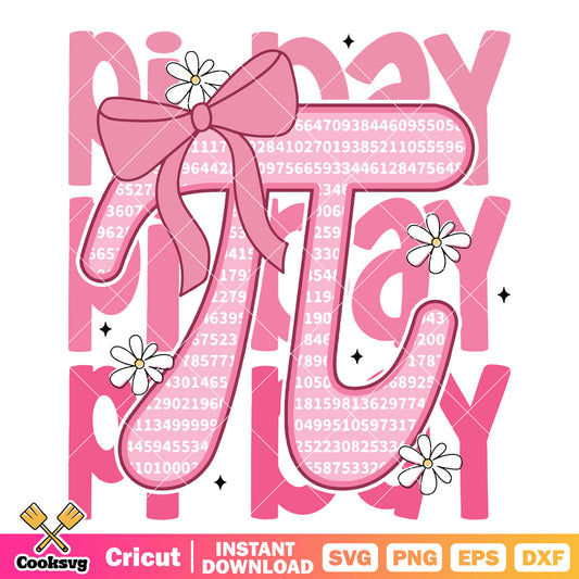 Pink bow tie pi day svg, pink bow tie​ svg, pi day deals near me​ svg