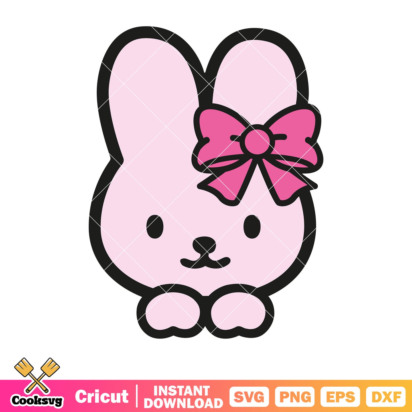 Pink bunny of hello kitty head svg design, hello kitty bunny friend​ svg