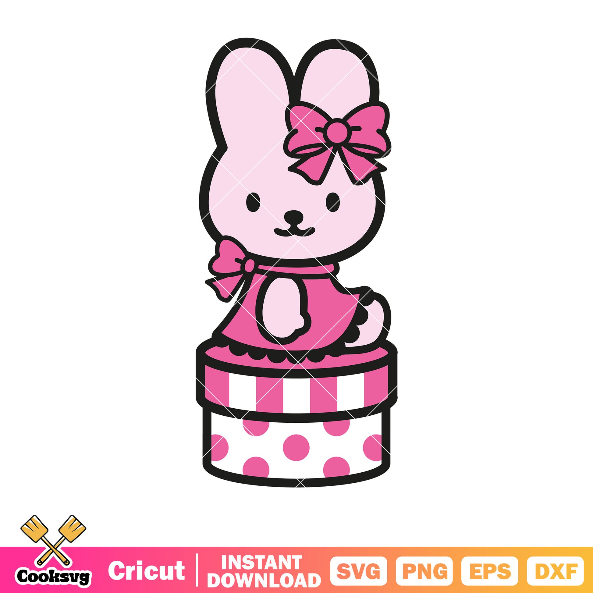 Pink bunny of hello kitty svg, hello kitty bunny friend​ svg