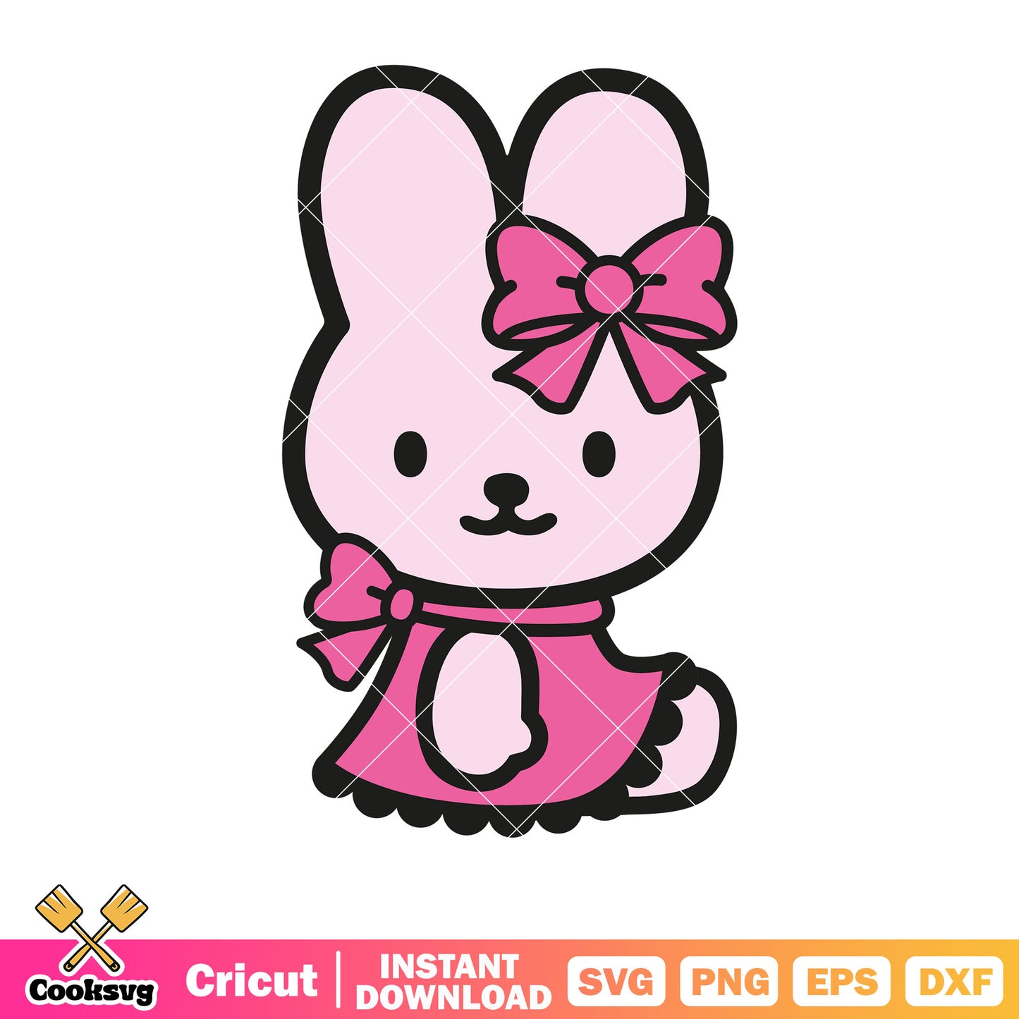 Pink bunny of hello kitty svg design, hello kitty bunny friend​ svg