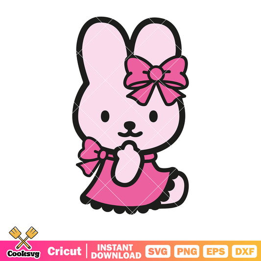 Pink bunny of hello kitty svg file, hello kitty bunny friend​ svg