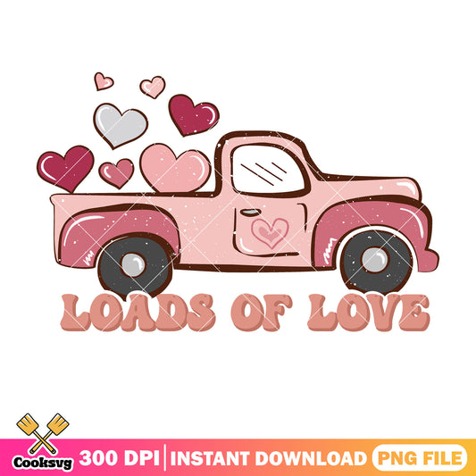 Pink car loads of love valentine png, loads of love png, pink valentine png