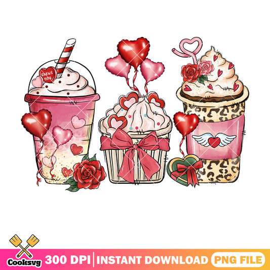 Pink coffee valentine vibes png file, valentine vibes png