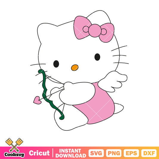 Pink cupid hello kitty cat svg, pink hello kitty svg, kitty cat svg