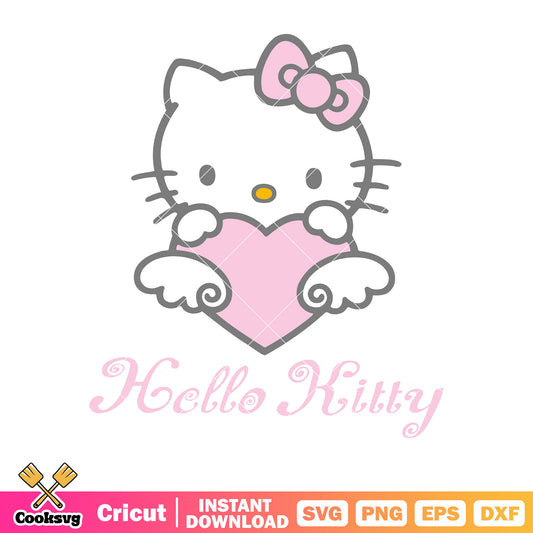 Pink cupid hello kitty cat svg file, pink hello kitty svg, kitty cat svg
