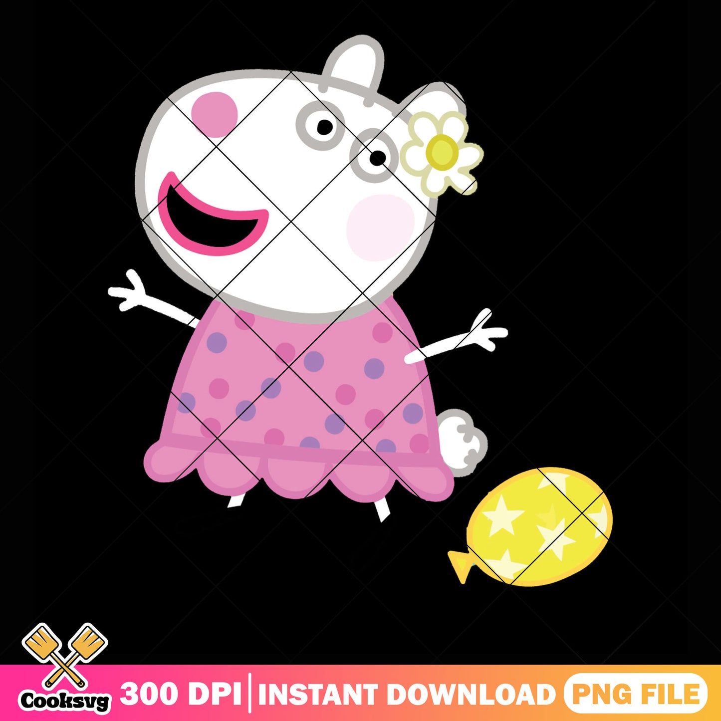 Pink dress with spot Suzy Sheep png, peppa pig png, cartoon for kids png